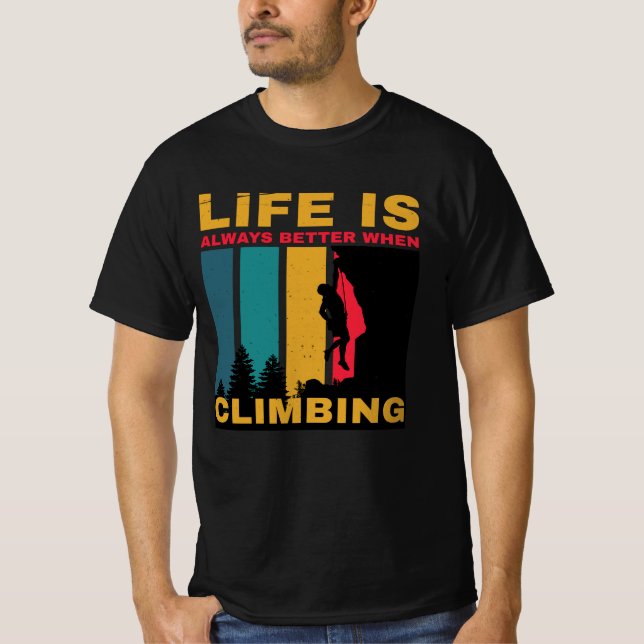 Svart Vintage Retro-klätterbergskampanj T Shirt (Framsida)