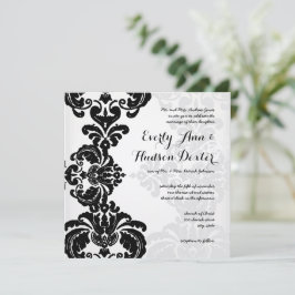Svart Vintage Svart Damask-bröllop Spara datum Inbjudningar