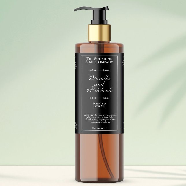 Svart vintage, vattentät kosmetikaetikett flaska (Skapare uppladdad)