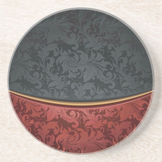 Svart vintageprydnad som är röd och underlägg sandsten (Framsidan)