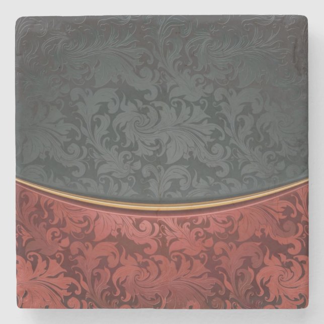 Svart vintageprydnad som är röd och underlägg sten (Framsidan)