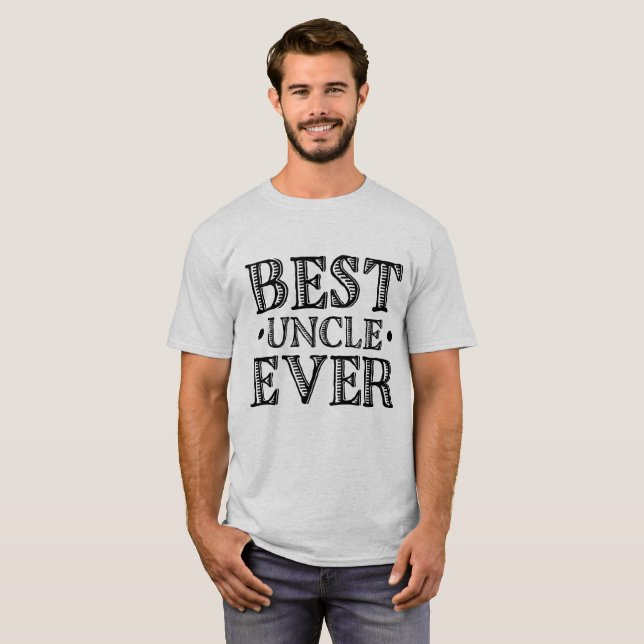 Svart vintagetypograficitationstecken "bäst Uncle T-shirt (Hel framsida)