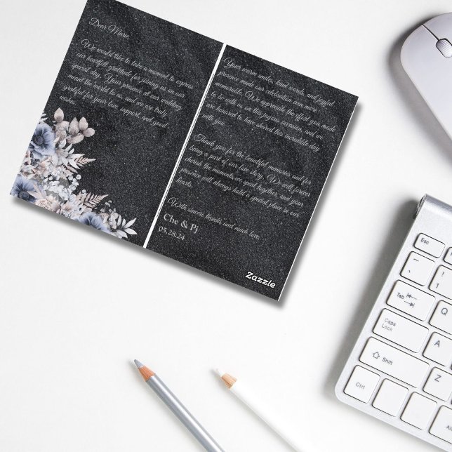 Svart vinterbröllop - tackkort vykort (Skapare uppladdad)