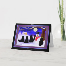 Svart vinterkattjulkort helgkort