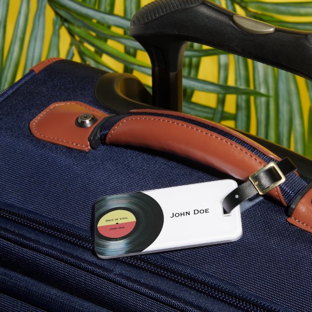 Svart vinyl Music Record-etikettbagage Bagagebricka (Framsida Insitu 3)