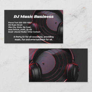 Svart Vinyl Skiva Dj Fest Musik Deejay DJs Visitkort
