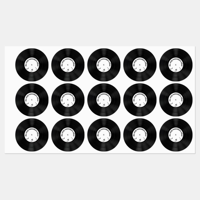 Svart vinylpost med Sång-rubrik Klistermärke (Ark)