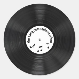 Svart vinylpost med Sång-rubrik Runt Klistermärke
