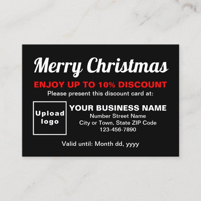 Svart visitkort för Business jul Rabattkort (Framsida)