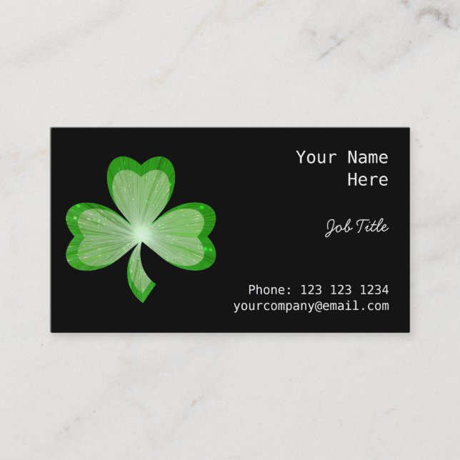 Svart visitkortsida för Shamrock Visitkort (Framsida)