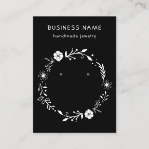 Svart Visning av rustik Blommigt Utandning  Visitkort