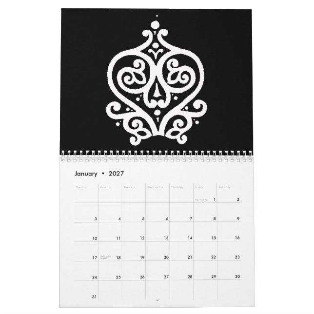 Svart & vit 2009 kalender (Jan 2027)