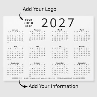 Svart Vit 2027 Anpassad Logotyp Företagskalender