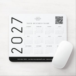 Svart Vit 2027 Kalender Företag Logotyp Företagska Musmatta
