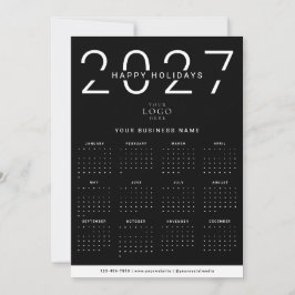 Svart Vit 2027 Kalender Logotyp Företags Julfirand Julkort