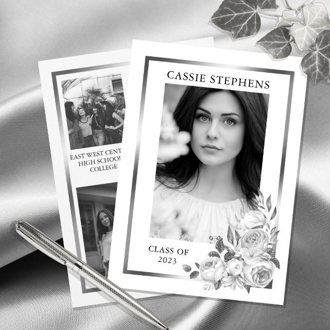 Svart |Vit 4 fotokollage Guld Ram Studenten Meddelande (Skapare uppladdad)