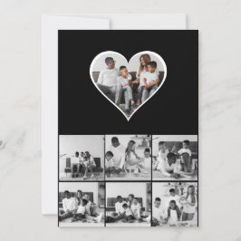 Svart-vit 7-bilds fotokollage kort