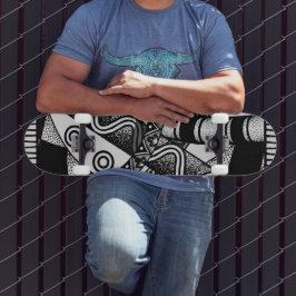 Svart/vit Abstract-design 7 3/4-tums Skateboard-dä Mini Skateboard Bräda 18,5 Cm