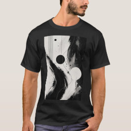 Svart & Vit Abstrakt Flödande T-Shirt