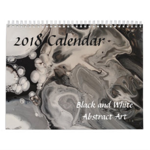 Svart-vit abstrakt fluid konst kalender
