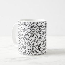 Svart & Vit Abstrakt Sömlös Mandala-design Kaffemugg