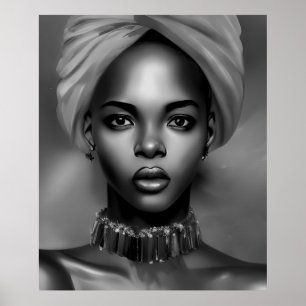 Svart Vit afrikansk kvinnor monokrom juvel 2 Poster