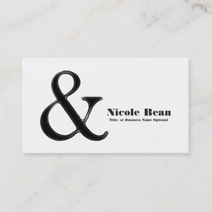 Svart & Vit Ampersand Chic Modern Anpassad Visitkort