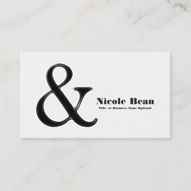 Svart & Vit Ampersand Chic Modern Anpassad Visitkort (Framsida)