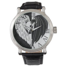 Svart vit angeoudemon armbandsur