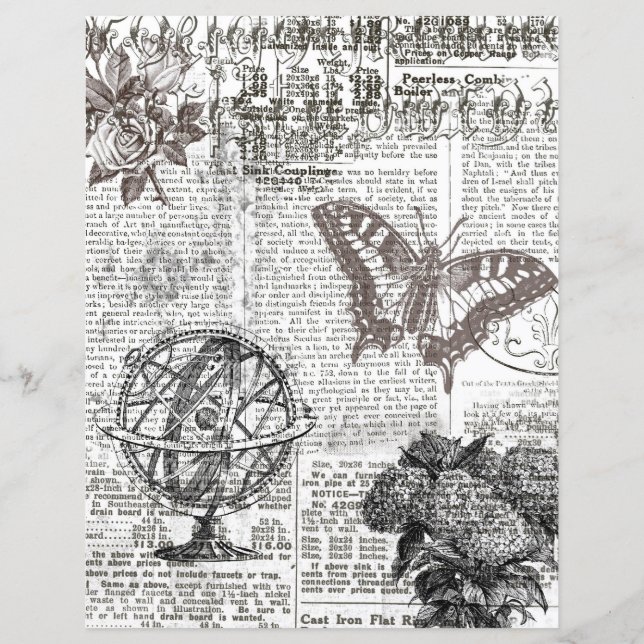 Svart&vit annons Collage Scrapbook Papper (Baksida)