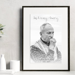 Svart & Vit Anpassad Bild för Begravningstjänst Poster