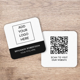 Svart Vit Anpassad Logotyp QR-kod Modern Enkel