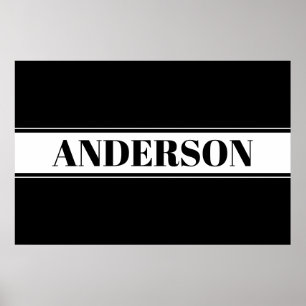 Svart & Vit Anpassad Namn Rand Poster