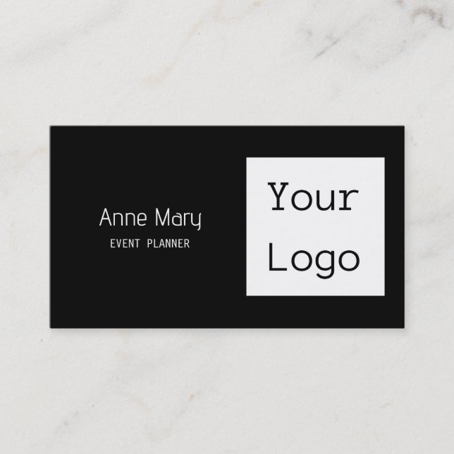 Svart vit Anpassningsbar Färg-text Foto din Logoty Visitkort (Framsida)