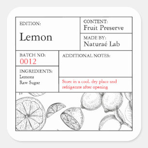Svart & Vit Apoteks Lemon-etikett Fyrkantigt Klistermärke