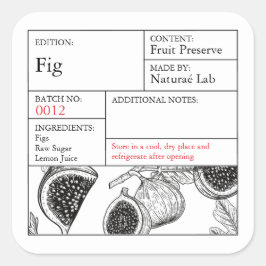Svart & Vit Apoteksfig label Fyrkantigt Klistermärke