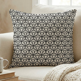 Svart Vit Art Deco Geometrisk Mönster Kudde