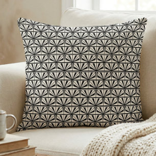 Svart Vit Art Deco Geometrisk Mönster Kudde