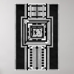 Svart & Vit Art Deco Gobeläng Poster