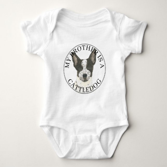 Svart & Vit Australian Cattledog Storebror T Shirt (Framsida)