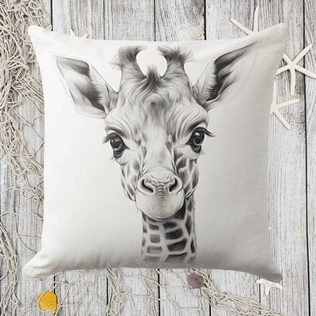 Svart & Vit Baby-Giraff Fyrkantig Kuddthrow Pillow Kudde (Skapare uppladdad)