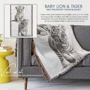 Svart & Vit Baby Lejon & Tiger Kastfilt Filt