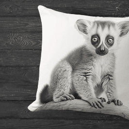 Svart & Vit Baby Lemur Fyrkantig Kuddcover Kudde