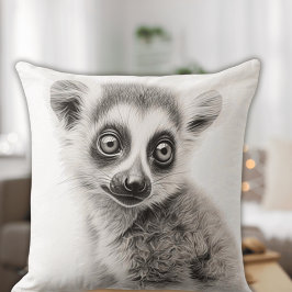 Svart & Vit Baby Lemur Fyrkantig Kuddthrow Kudde