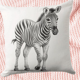 Svart & Vit Baby-Zebra Fyrkantig Kuddthrow Kudde