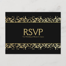 Svart & Vit Babys Breath Bröllops-RSVP-kort Inbjudan Vykort