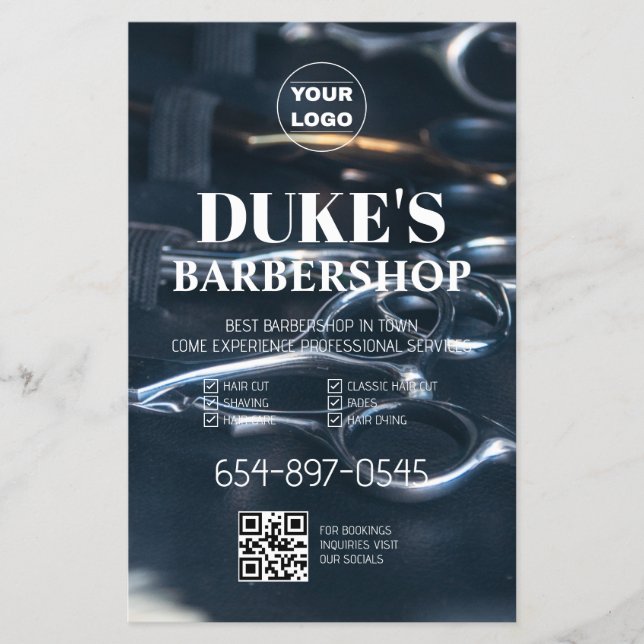 Svart & Vit Barberare Flyer  (Framsidan)