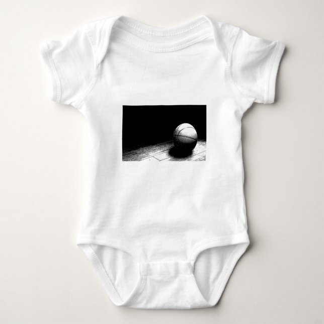 Svart Vit Basketkonst Tee Shirt (Framsida)