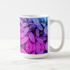 Svart & Vit Bladmönster  Kaffemugg