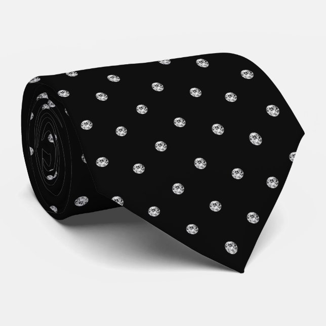Svart Vit Blank Glitter Diamant Utseende Slips (Rullad)